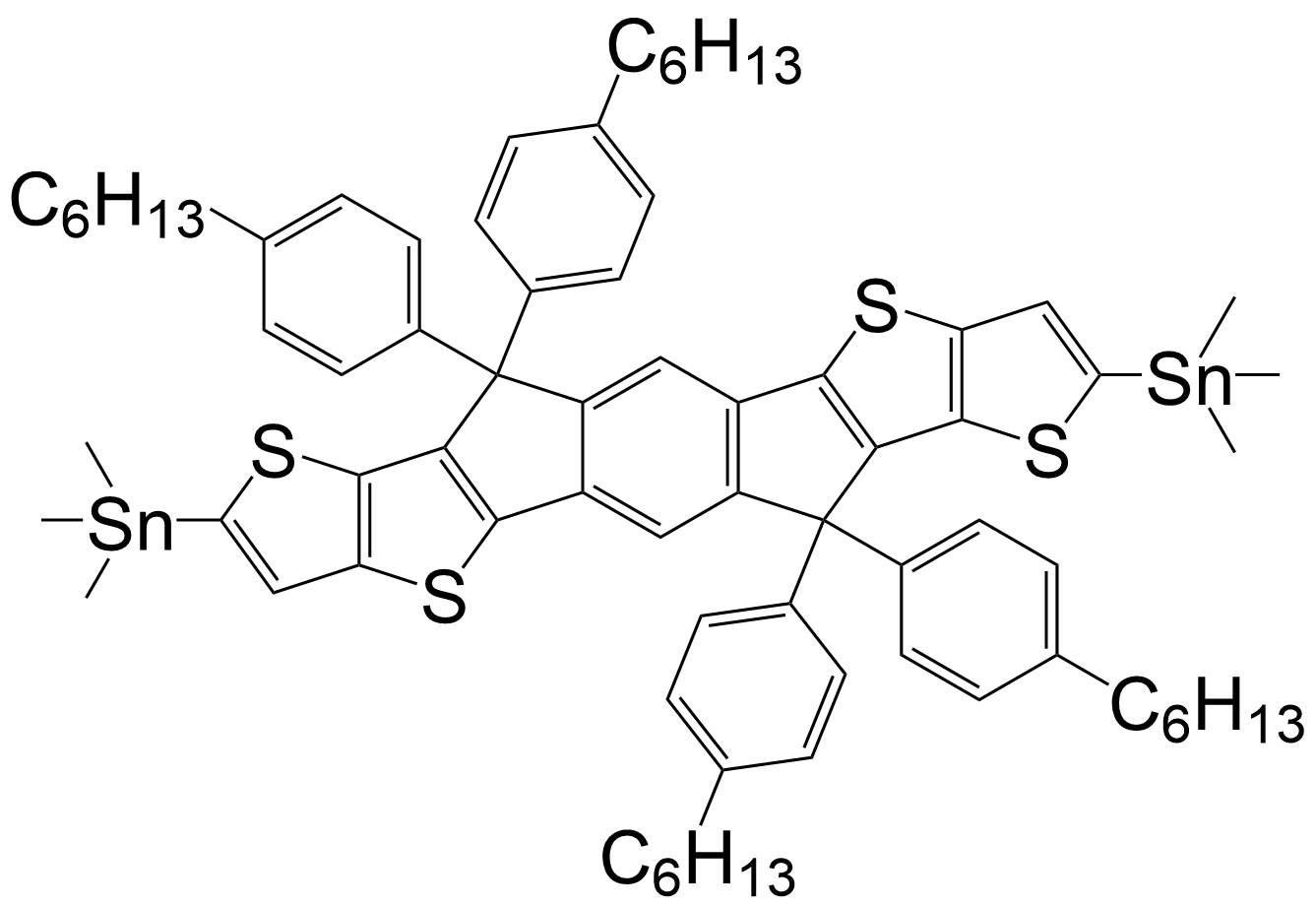 6,6,12,12-四(4-己基苯基)-6,12-二氢二噻吩[2,3-d:2',3'-d']-s-茚并[1,2-b:5,6-b']二噻吩-2,8-二三甲基锡/1420071-65-3